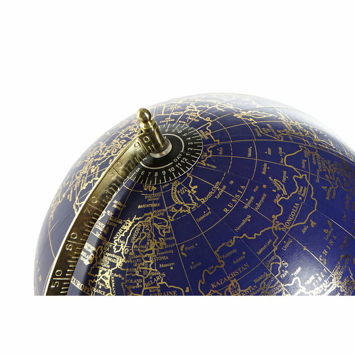 DKD Home Decor Globo Terráqueo de Metal Dorado y Azul 27x25x36 cm