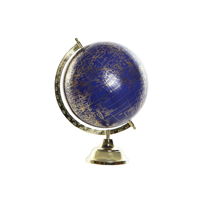 DKD Home Decor Globo Terráqueo de Metal Dorado y Azul 27x25x36 cm