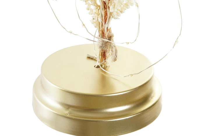 DKD Home Decor Decoracion Luminosa Boho Dorado Natural Cristal Led Flor Seca 12 x 12 x 22 cm
