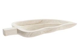 DKD Home Decor Centro de Mesa de Paulownia Hoja Natural Marrón