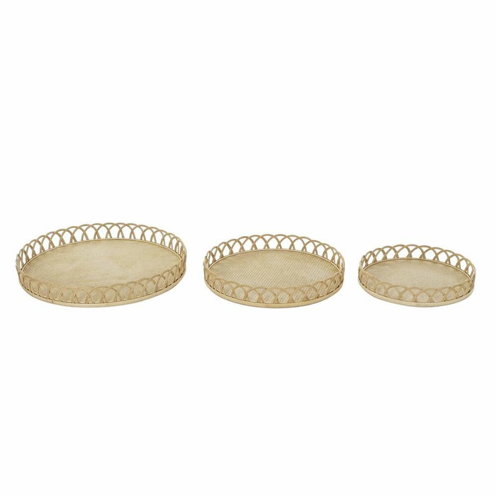 DKD Home Decor Set de 3 Centros de Mesa de Bambú 58x58x9 cm Marrón Natural