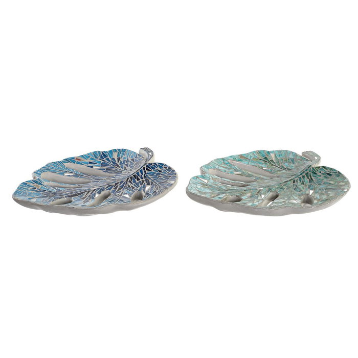 DKD Home Decor Centro de Mesa de Cristal y Resina, Surtido de 2 Piezas (Verde y Azul)