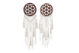 DKD Home Decor Decoración Colgante Macramé Acacia 25x1x93 cm (Pack de 2)