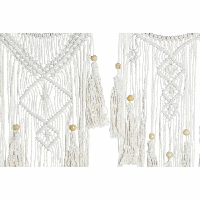 DKD Home Decor Decoración Colgante Macramé Acacia 25x1x93 cm (Pack de 2)