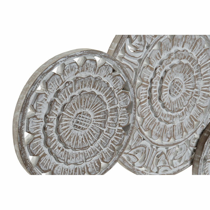 DKD Home Decor Escultura de Pared de Mango con Círculos Tallados