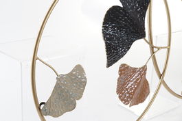 DKD Home Decor 7 x 67 x 103.5 cm Decoración de Pared Metal Terracota Dorado Hojas