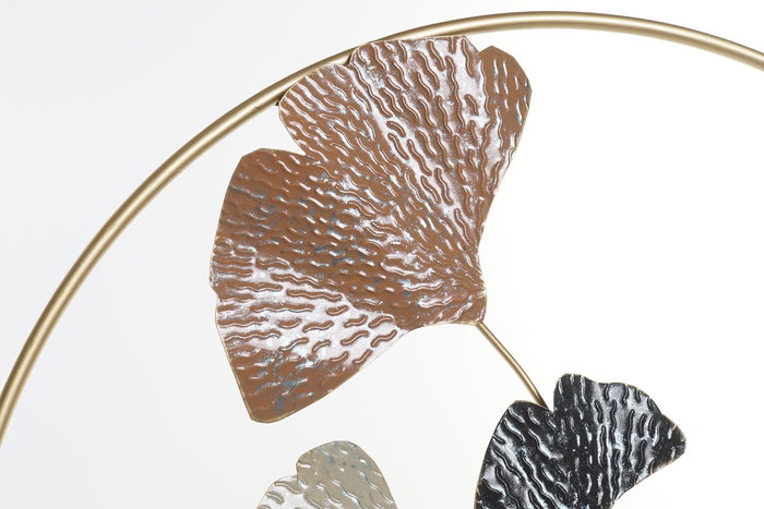 DKD Home Decor 7 x 67 x 103.5 cm Decoración de Pared Metal Terracota Dorado Hojas