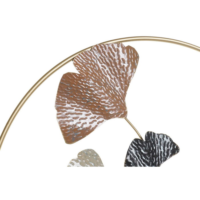 DKD Home Decor Decoración de Pared Metal Hojas Terracota y Dorado