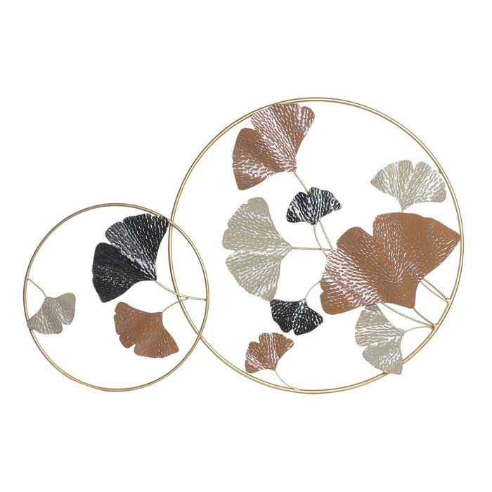 DKD Home Decor Decoración de Pared Metal Hojas Terracota y Dorado