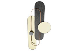 DKD Home Decor Decoración de Pared Moderna de Metal y PVC, Dorado y Gris