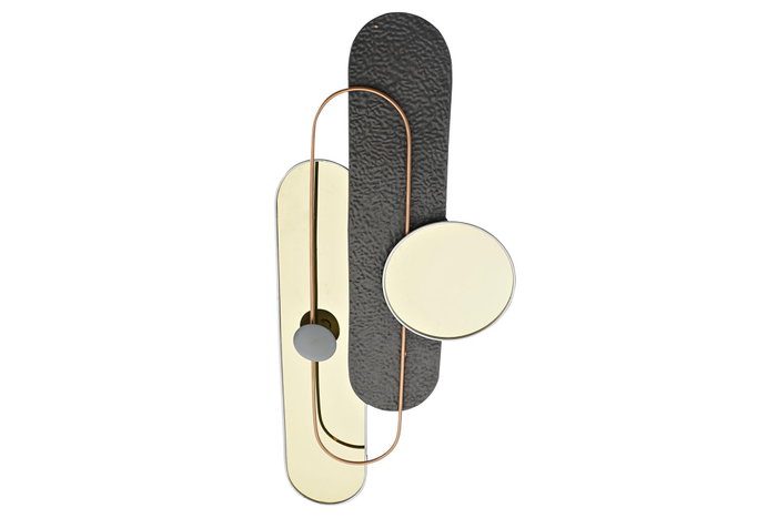 DKD Home Decor Decoración de Pared Moderna de Metal y PVC, Dorado y Gris DKD Home Decor Decoración de Pared Moderna de Metal y PVC, Dorado y Gris