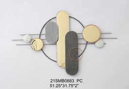 DKD Home Decor Decoración de Pared Moderna en Metal y PVC Dorado y Gris 130x80,6 cm