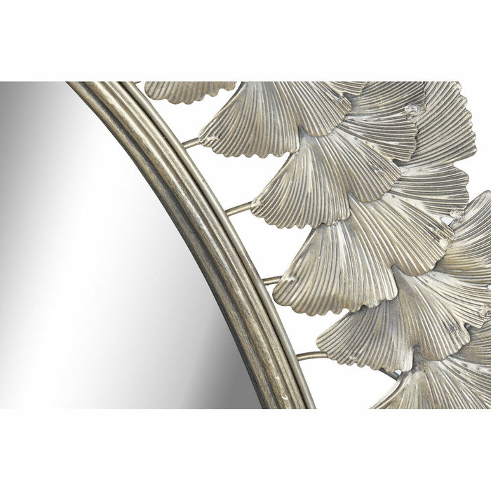 DKD Home Decor Espejo de Metal con Diseño de Hojas, Champán, 69x98,5 cm