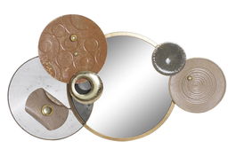 DKD Home Decor Decoracion Pared Moderno Metal Espejo Terracota Dorado Gris 7 x 59 x 96.5 cm