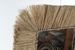 DKD Home Decor Espejo Balines Yute Cristal Natural 55 x 55 x 3 cm