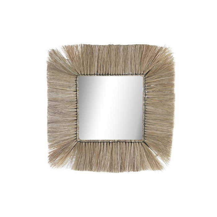 DKD Home Decor Espejo de Yute y Cristal Natural 55x55 cm DKD Home Decor Espejo de Yute y Cristal Natural 55x55 cm