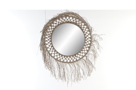 DKD Home Decor Espejo con Cuerda de Cristal 60x60 cm Natural