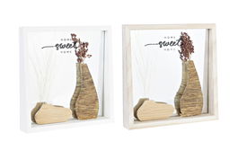 DKD Home Decor Espejo Cottage Natural Blanco MDF Espejo 4 x 25 x 25 cm (2 Unidades)