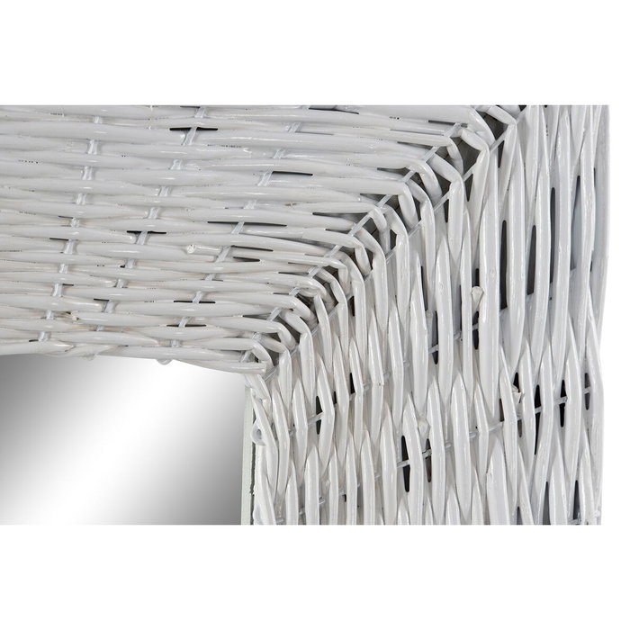 DKD Home Decor Espejo de Mimbre Trenzado Blanco 87x147 cm