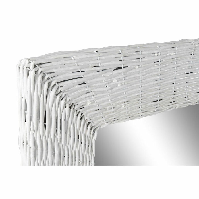DKD Home Decor Espejo de Mimbre Trenzado Blanco 87x147 cm