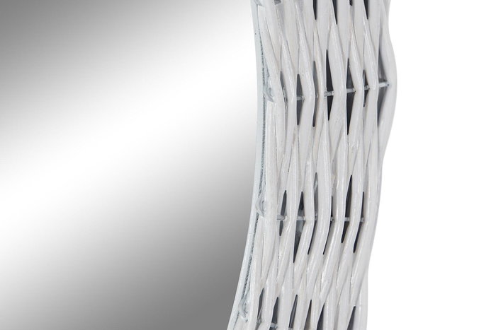 DKD Home Decor Espejo Cottage Blanco Mimbre Cristal MDF 4 x 63 x 63 cm