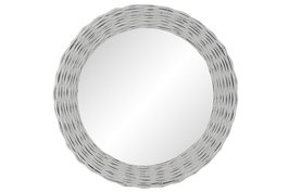 DKD Home Decor Espejo Cottage Blanco Mimbre Cristal MDF 4 x 63 x 63 cm