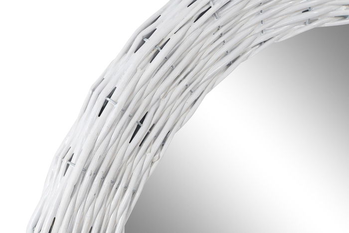 DKD Home Decor Espejo Cottage Blanco Mimbre Cristal MDF 4 x 63 x 63 cm