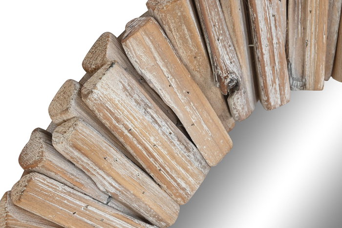 DKD Home Decor Espejo Alpino Blanco 60x60 cm con Marco de Abeto y Cristal Hecho a Mano