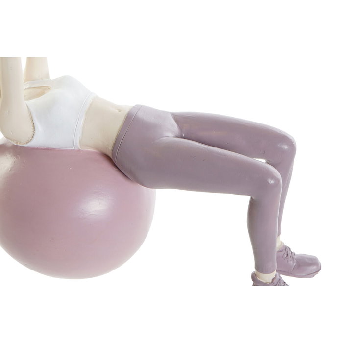 DKD Home Decor Figura de Resina Chica Yoga Rosa