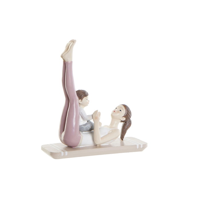 DKD Home Decor Figura de Resina Mama Yoga Rosa