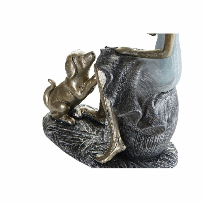 DKD Home Decor Figura de Resina Perro Azul y Dorado