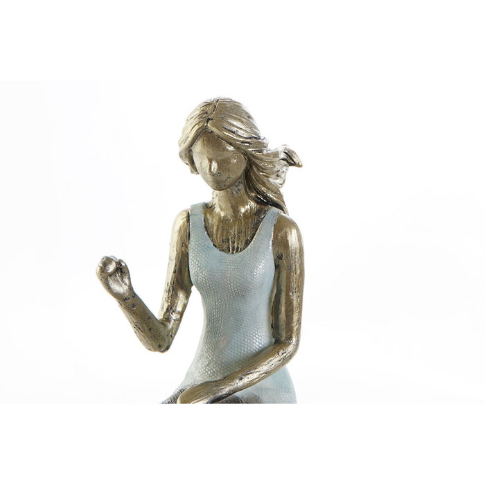 DKD Home Decor Figura de Resina Perro Azul y Dorado