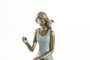 DKD Home Decor Figura Decorativa Chica Perro Resina Azul Dorado 8.5 x 17.5 x 13 cm
