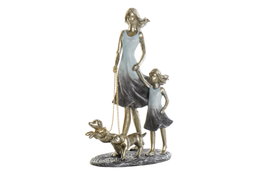 DKD Home Decor Figura de Resina Familia Azul y Dorado 16x9,5x24 cm