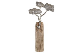 DKD Home Decor Figura de Árbol de Mango y Aluminio Marrón