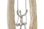 DKD Home Decor Figura Moderna con Diseño Columpio Marrón Plateado de Mango y Aluminio - 9x62x18 cm (2 Unidades)