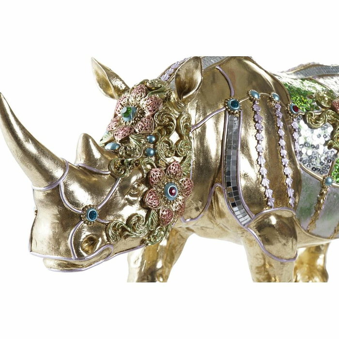 DKD Home Decor Figura de Rinoceronte Dorado en Resina DKD Home Decor Figura de Rinoceronte Dorado en Resina