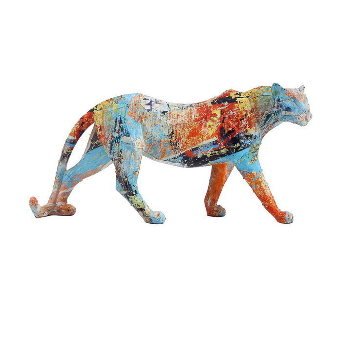 DKD Home Decor Figura de Resina Leopardo Multicolor