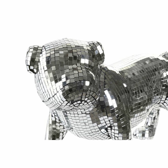 DKD Home Decor Figura de Bulldog en Resina con Acabado Espejo Plateado