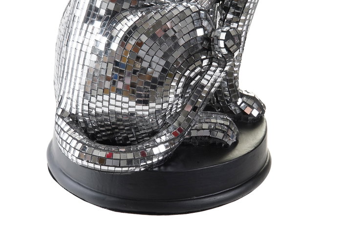 DKD Home Decor Figura Leopardo Plateado Resina 16 x 31.5 x 19.5 cm