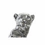 DKD Home Decor Figura de Leopardo con Acabado Espejo Plateado