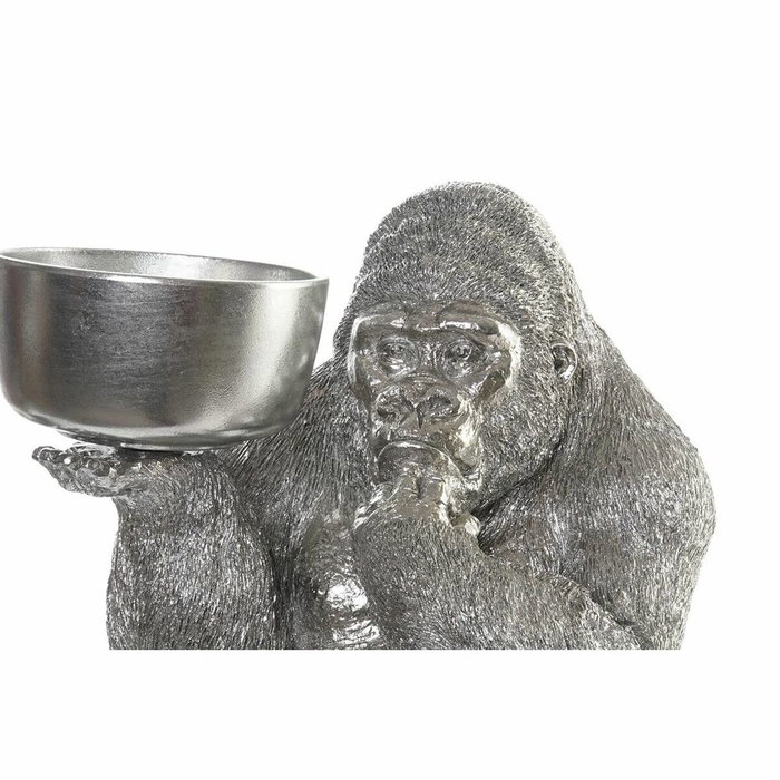 DKD Home Decor Figura de Gorila Plateada en Resina