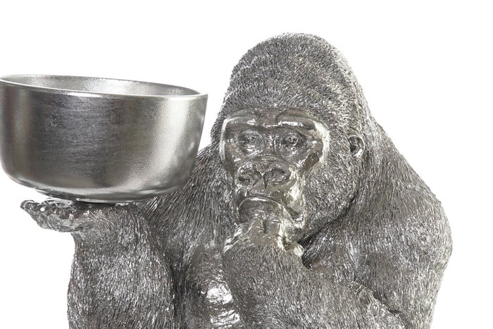 DKD Home Decor Figura de Gorila Plateada en Resina
