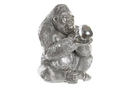 DKD Home Decor Figura de Gorila Plateada en Resina
