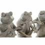 DKD Home Decor Set de 3 Figuras de Rana Músico en Resina Marrón