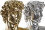 DKD Home Decor Figura Neoclásico Dorado Plateado Resina Busto Clásico 24.5 x 17.5 x 36 cm (2 Unidades)
