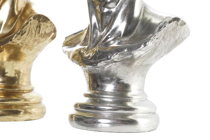 DKD Home Decor Figura Neoclásico Dorado Plateado Resina Busto Clásico 24.5 x 17.5 x 36 cm (2 Unidades)