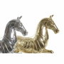 DKD Home Decor Set de 2 Figuras de Caballo en Resina, Dorado y Plateado