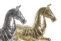 DKD Home Decor Set de 2 Figuras de Caballo en Resina, Dorado y Plateado