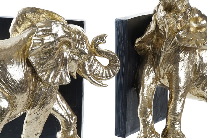 Sujetalibros Colonial DKD Home Decor Dorado Negro 15 x 25 x 22 cm Set de 2